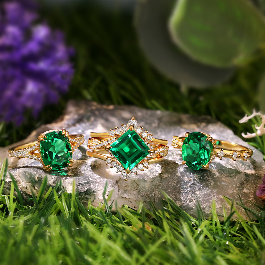 Lab Emerald Rings