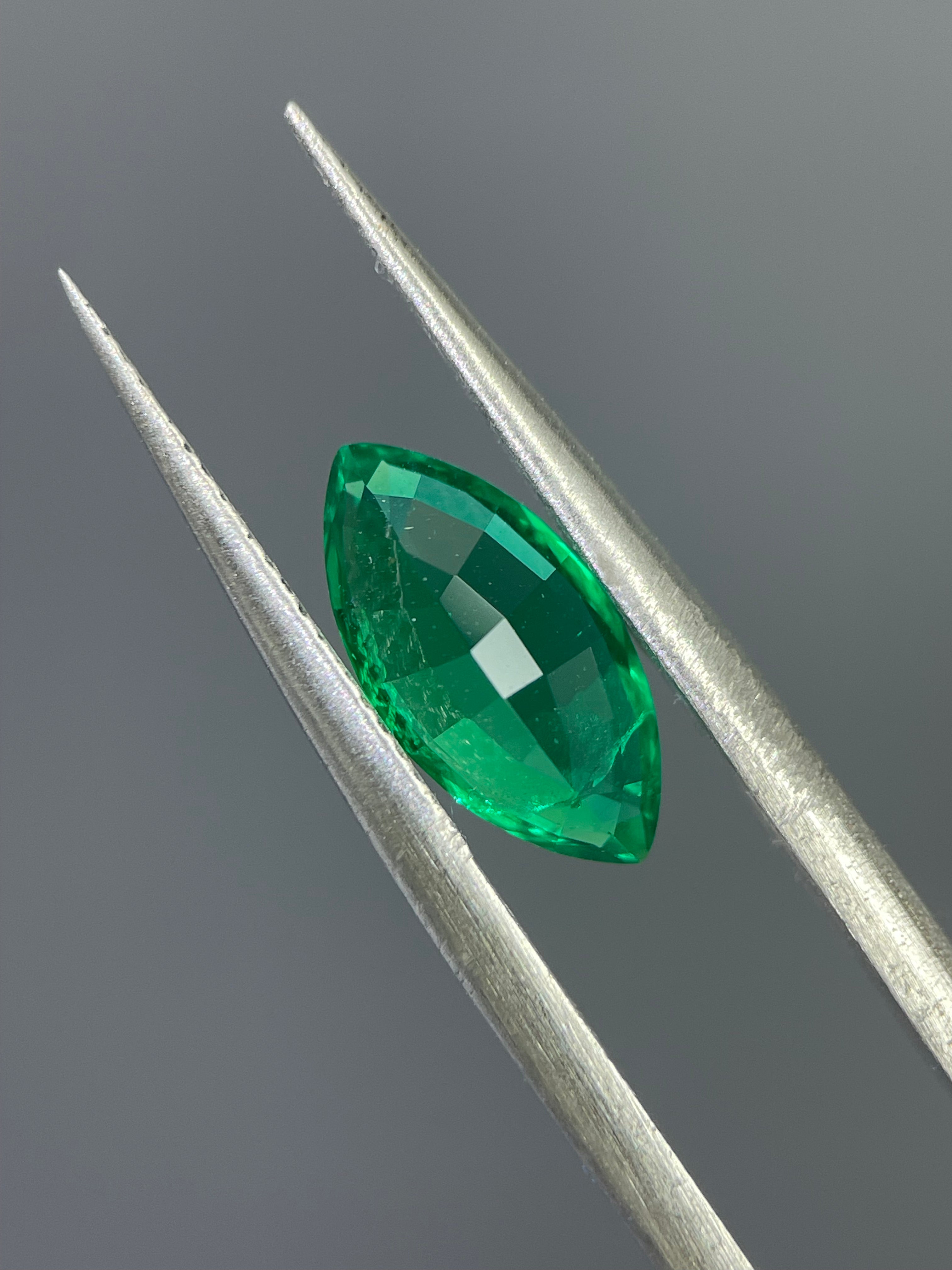 1.85 ct Marquise Cut Lab Emerald Gemstone
