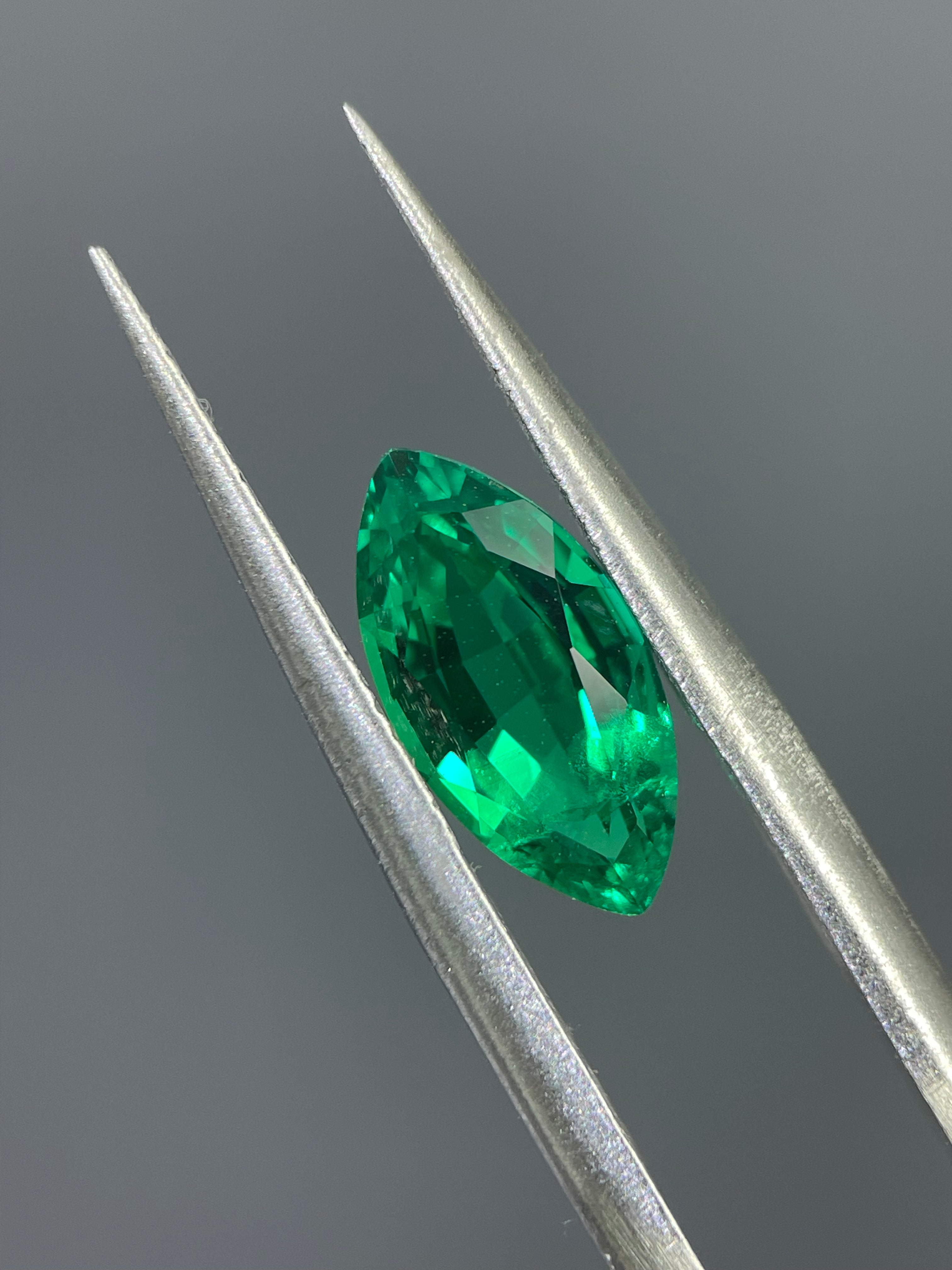 1.85 ct Marquise Cut Lab Emerald Gemstone