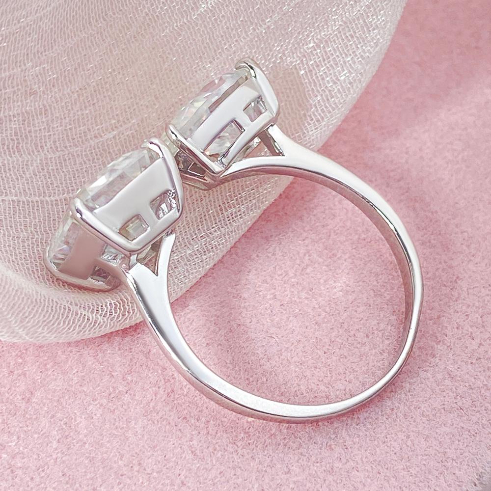 Toi et Moi 3.8 ct Emerald Cut & 1.82 ct Pear Moissanite Engagement Ring