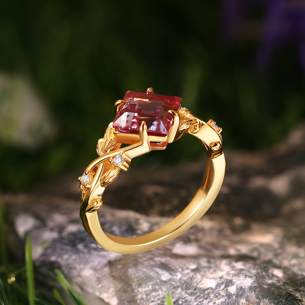 Bague de fiançailles avec halo d'émeraude ovale de laboratoire de 1 ct