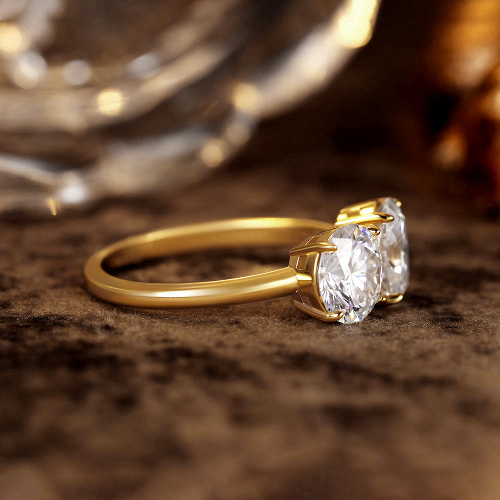 Toi Et Moi 1.33 ct Oval Moissanite & 1.2 ct Round Engagement Ring