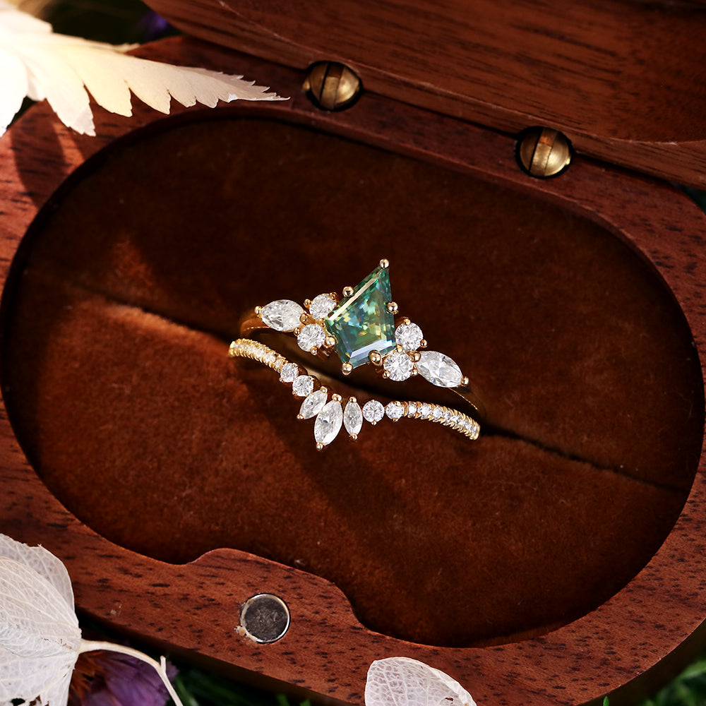 Bague de fiançailles avec halo d'émeraude ovale de laboratoire de 1 ct