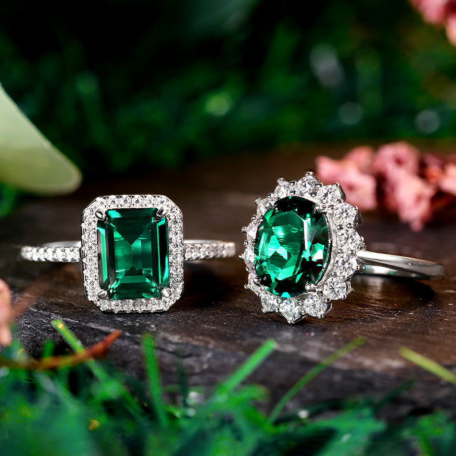 Lab Emerald Rings