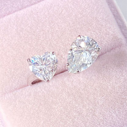 Pear and Heart Moissanite Toi et Moi Engagement Ring