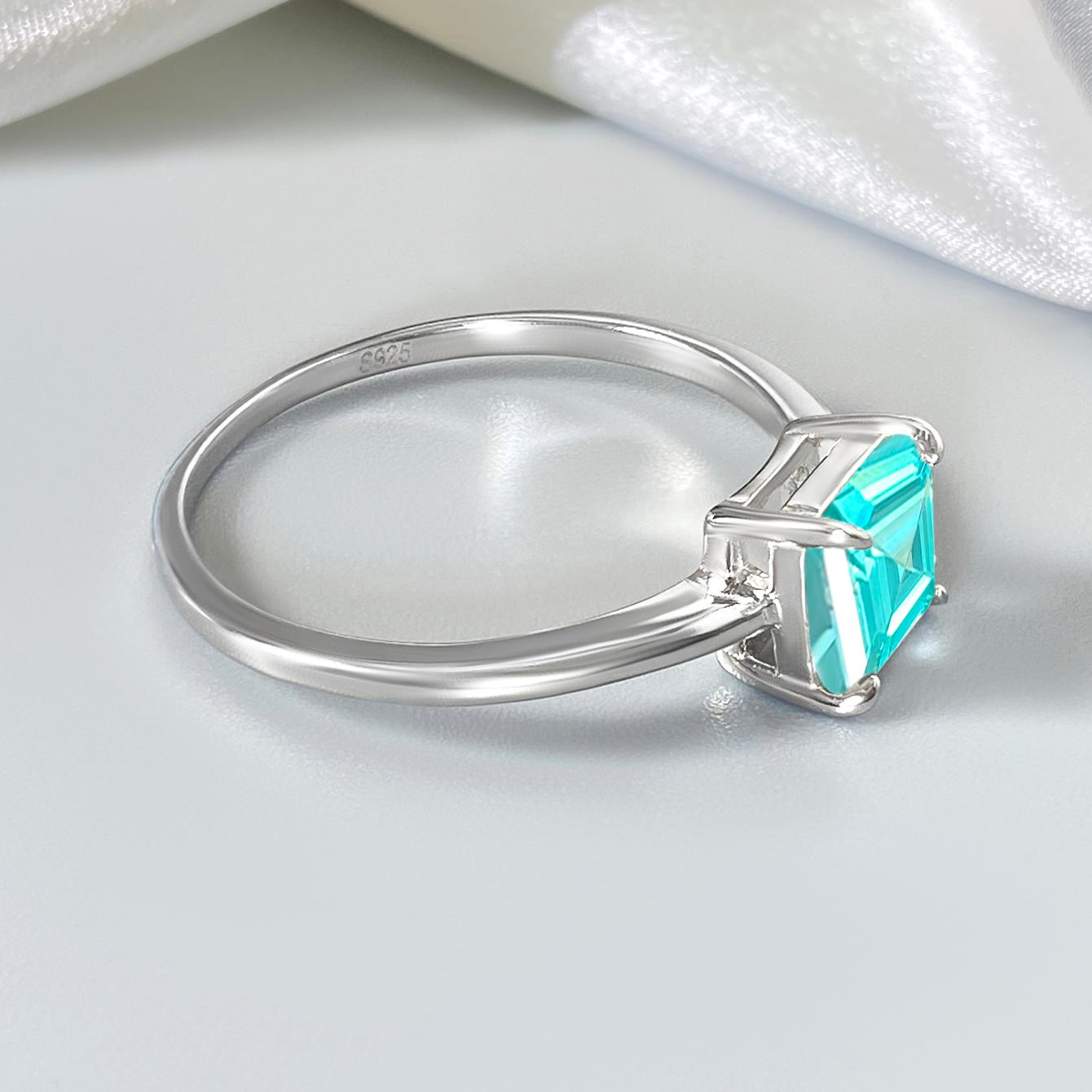 Asscher Lab Paraiba Solitaire Engagement Ring
