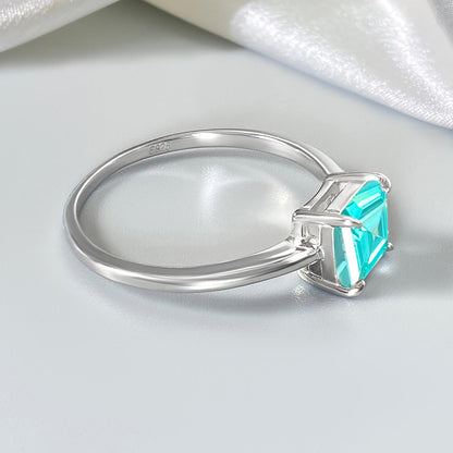 Asscher Lab Paraiba Solitaire Engagement Ring