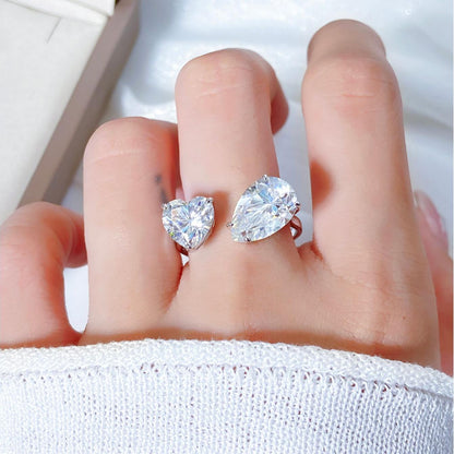 Pear and Heart Moissanite Toi et Moi Engagement Ring