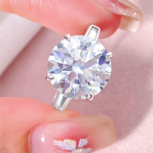 Round Moissanite Three Stone Engagement Ring