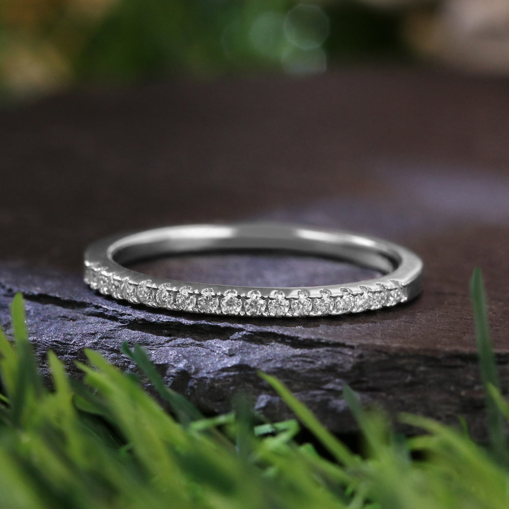 [Buy 1 Get 1 Free] 8mm Round Cut Moss Agate Halo Ring Bridal Set