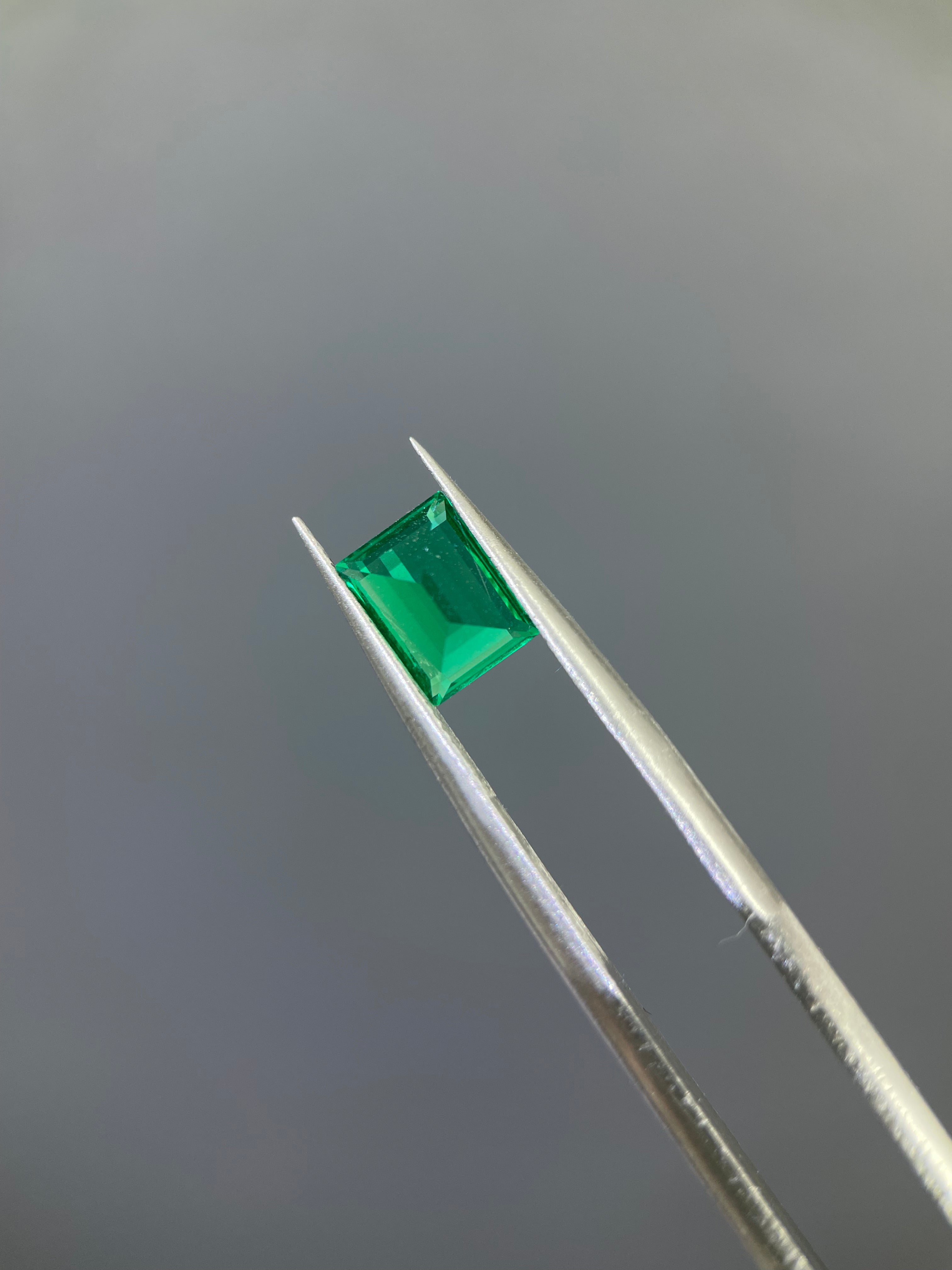 1.35 ct Emerald Cut Lab Emerald Gemstone