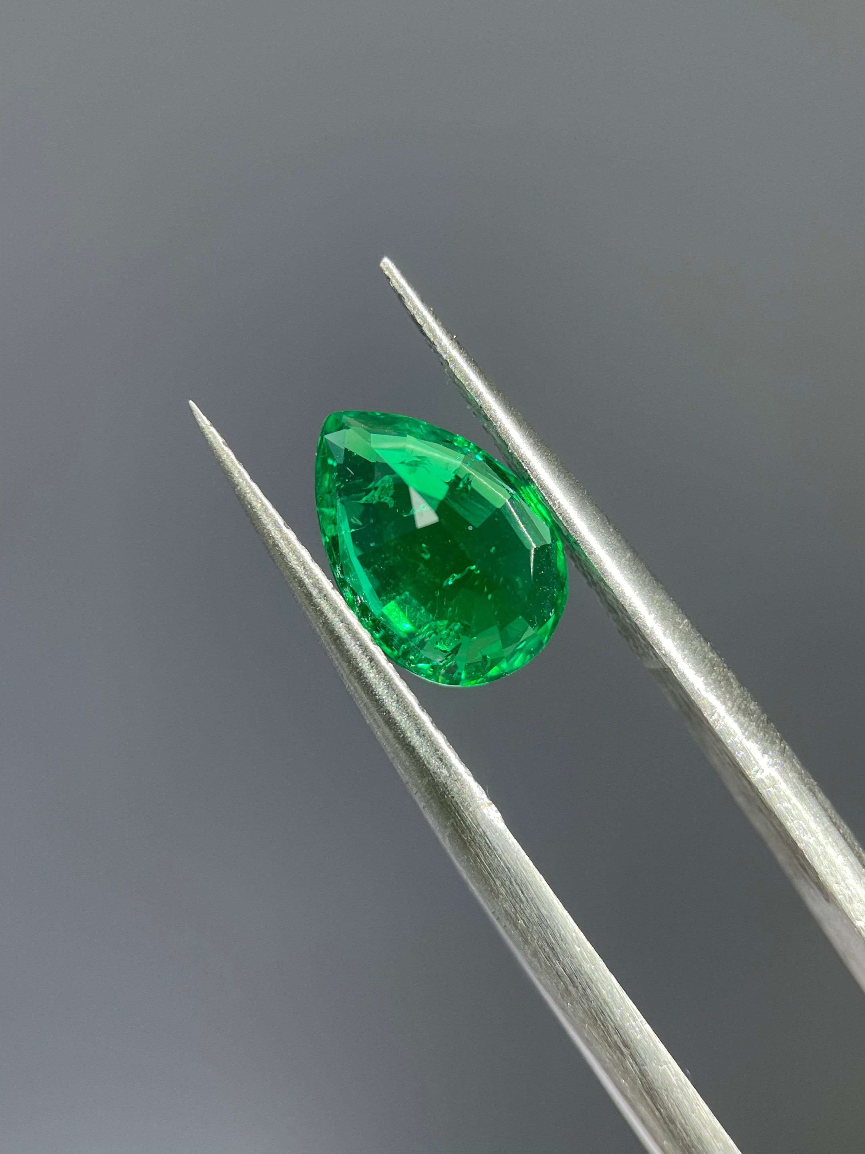 2.05 ct Pear Cut Lab Emerald Gemstone