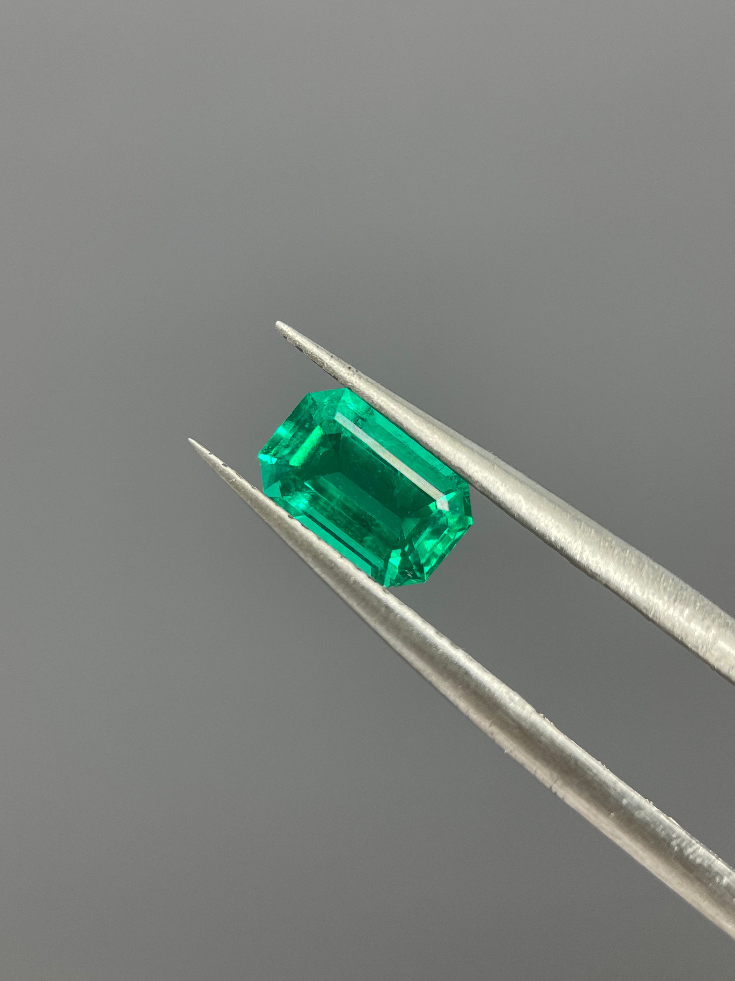 1.10 ct Emerald Cut Lab Emerald Gemstone