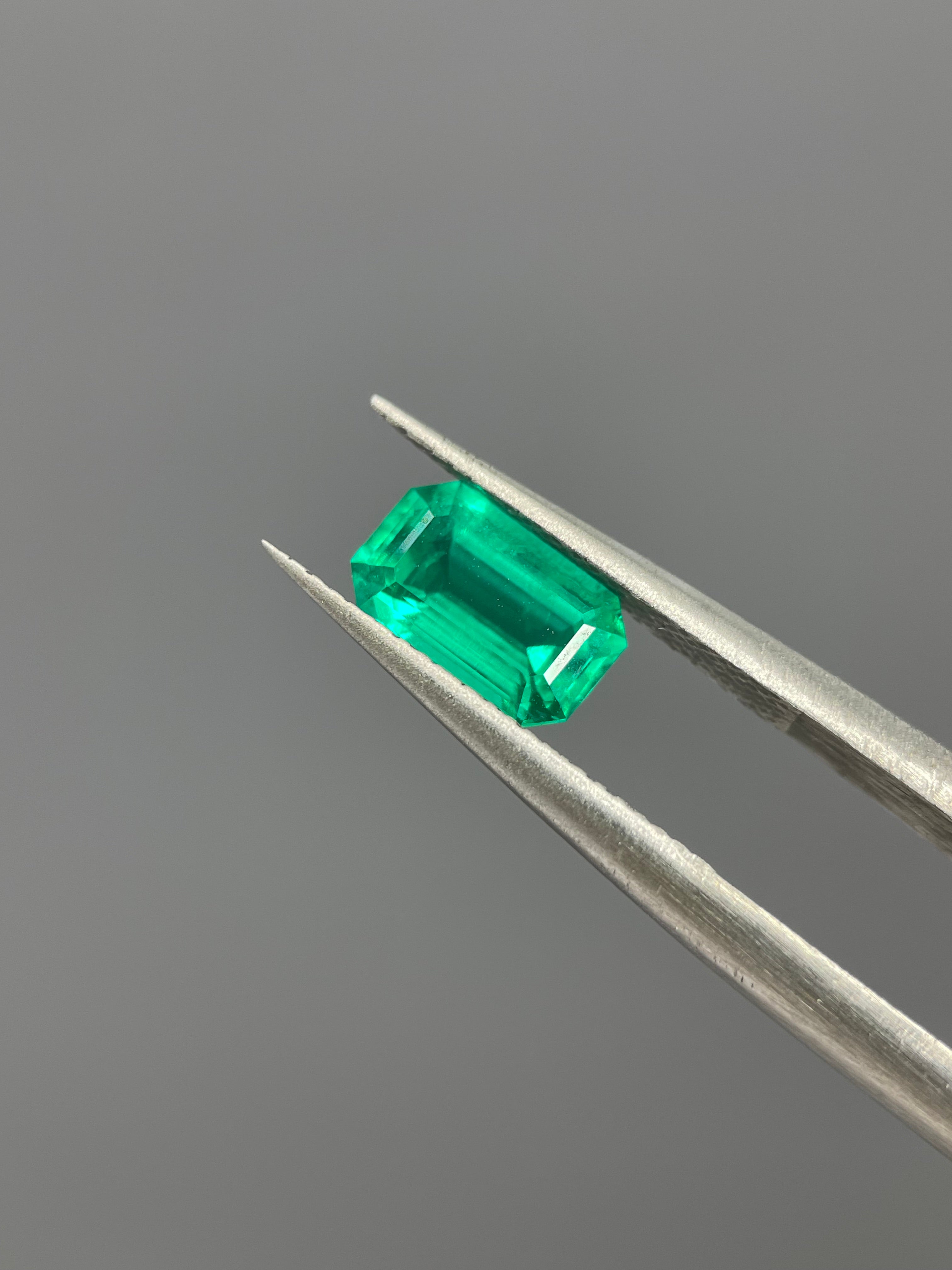 1.10 ct Emerald Cut Lab Emerald Gemstone