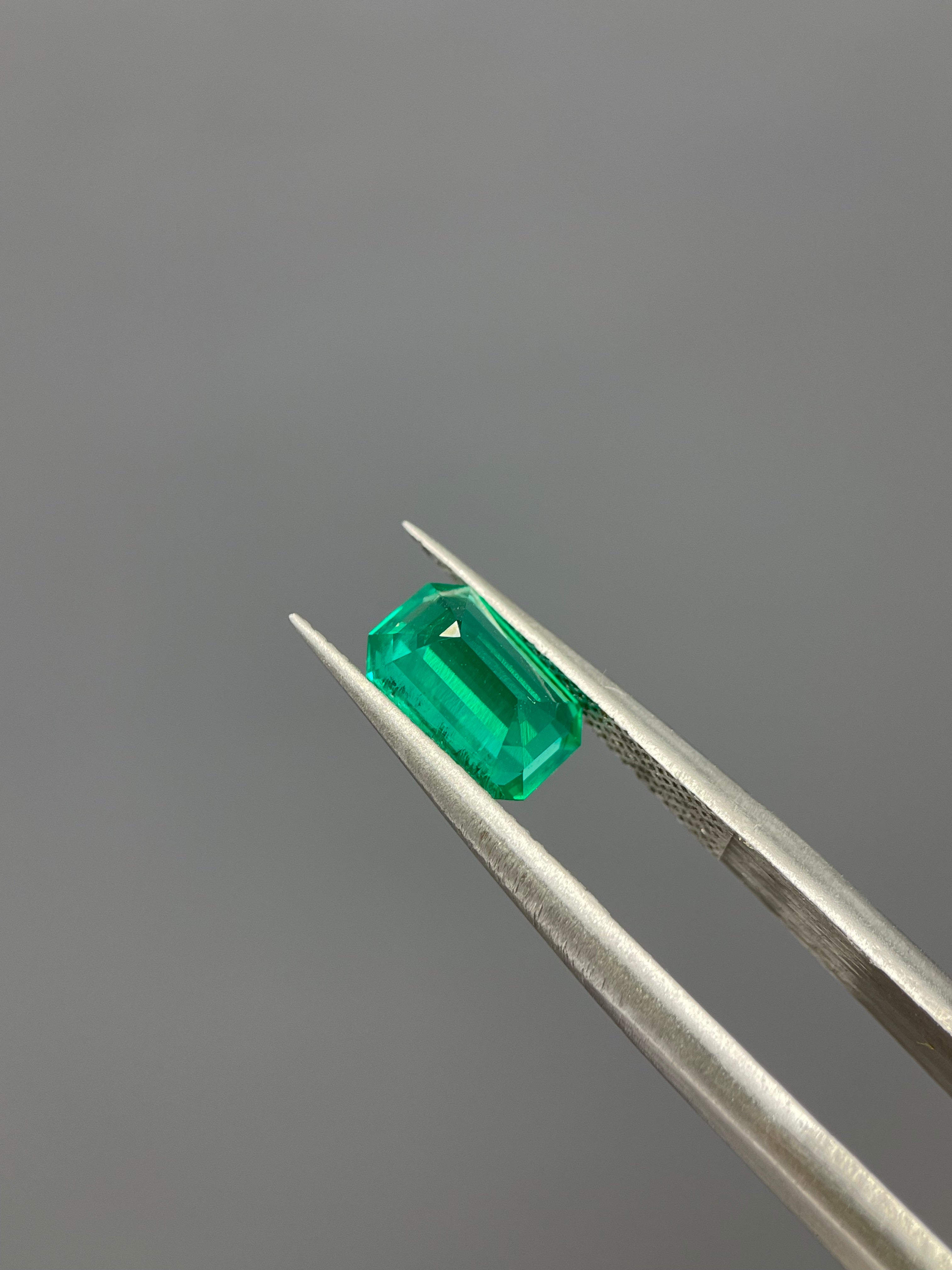 1.10 ct Emerald Cut Lab Emerald Gemstone