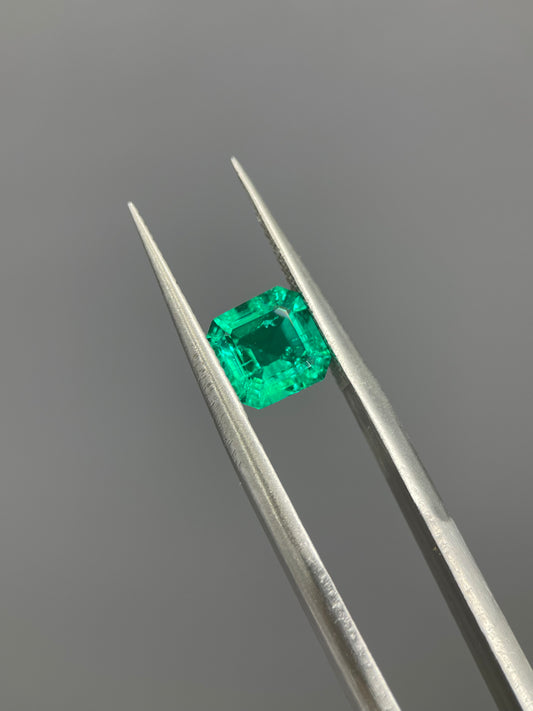 1.35 ct Asscher Cut Lab Emerald Gemstone