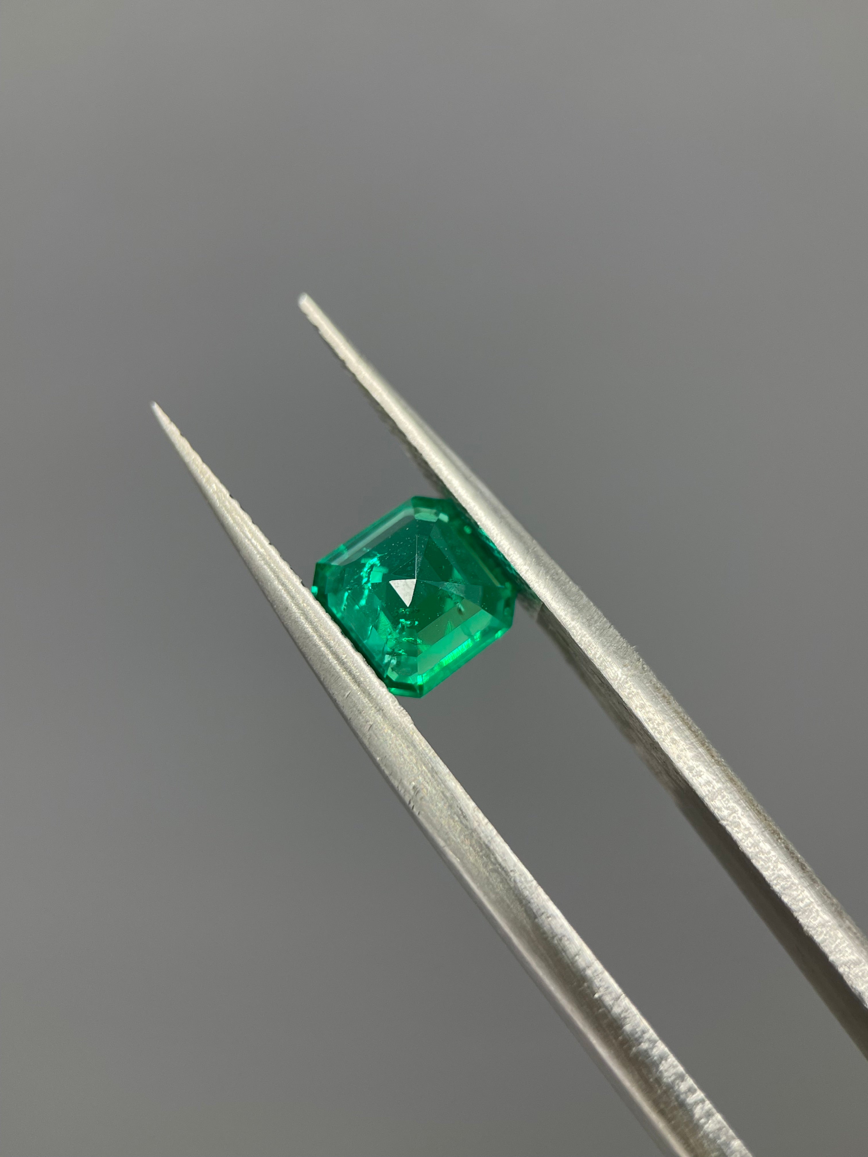 1.35 ct Asscher Cut Lab Emerald Gemstone