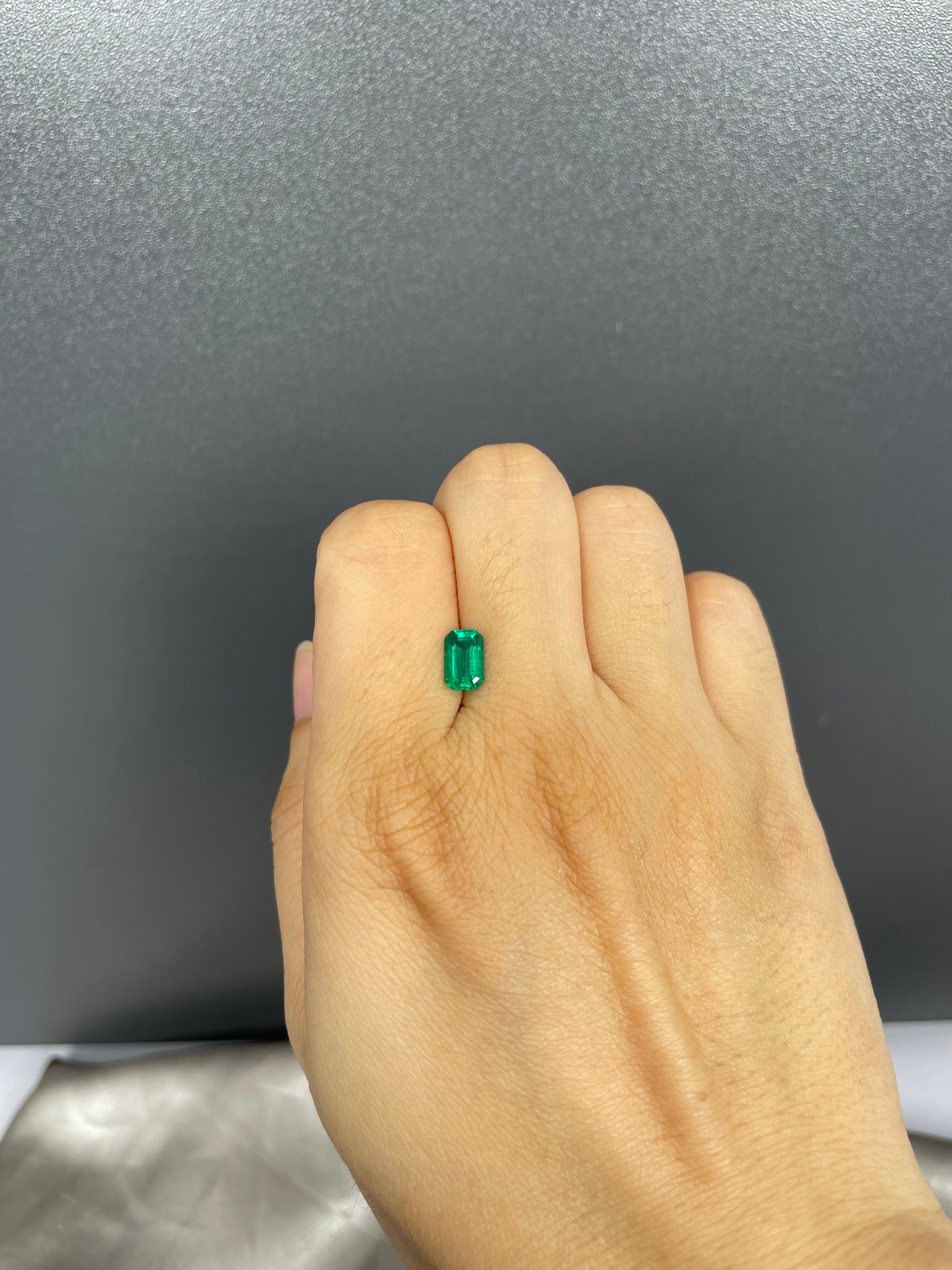 1.10 ct Emerald Cut Lab Emerald Gemstone