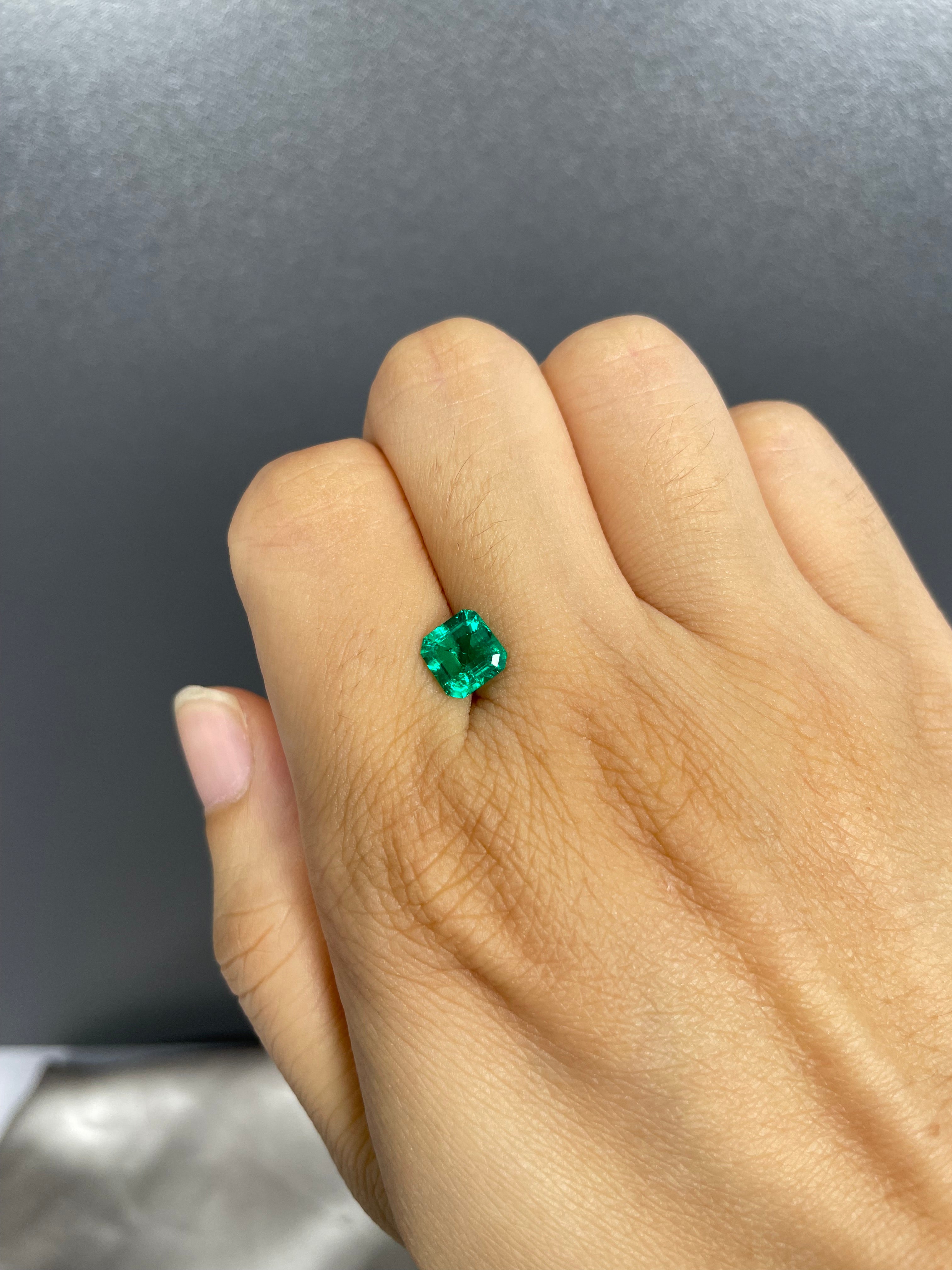 1.35 ct Asscher Cut Lab Emerald Gemstone