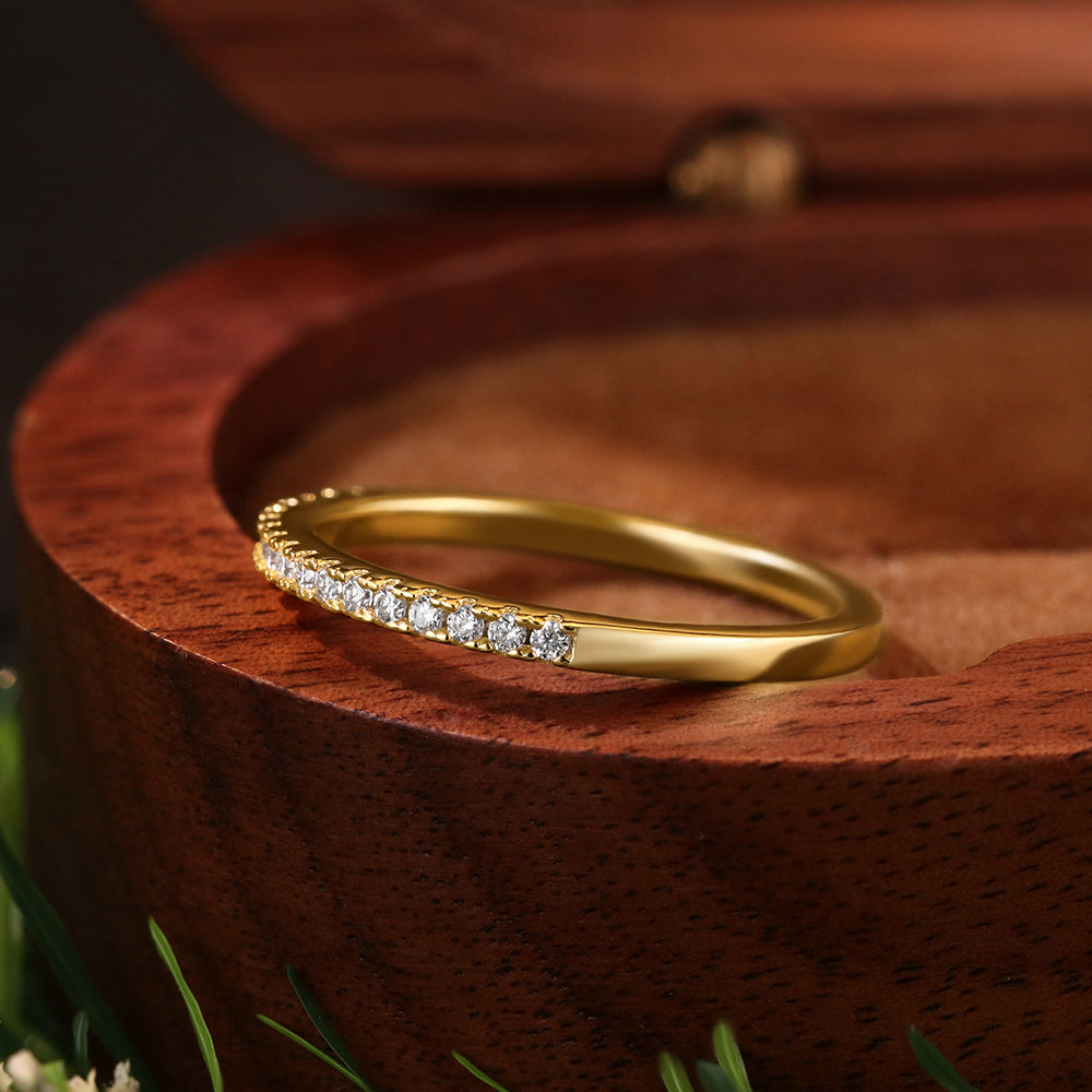 Round Cut Moissanite Half Eternity Wedding Band