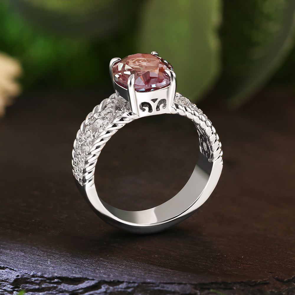 6.3Ct Oval Cut Lab Alexandrite Victorian Inspired Engagement Ring