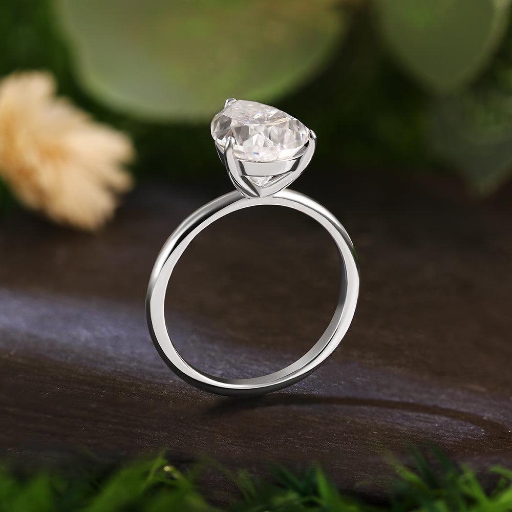 2.32 ct Pear Cut Moissanite Solitaire Minimalist Classic Engagement Ring