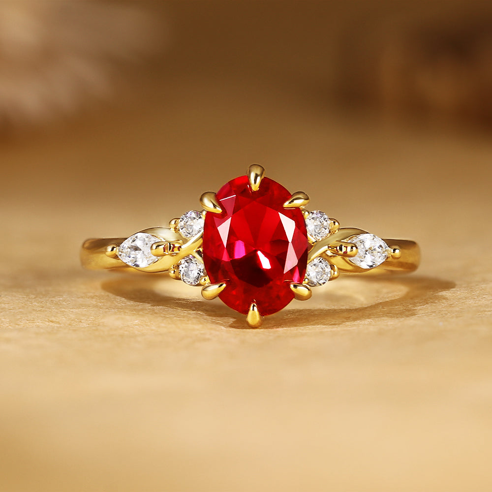 Anillo de compromiso con halo de esmeraldas de laboratorio ovaladas de 1 ct