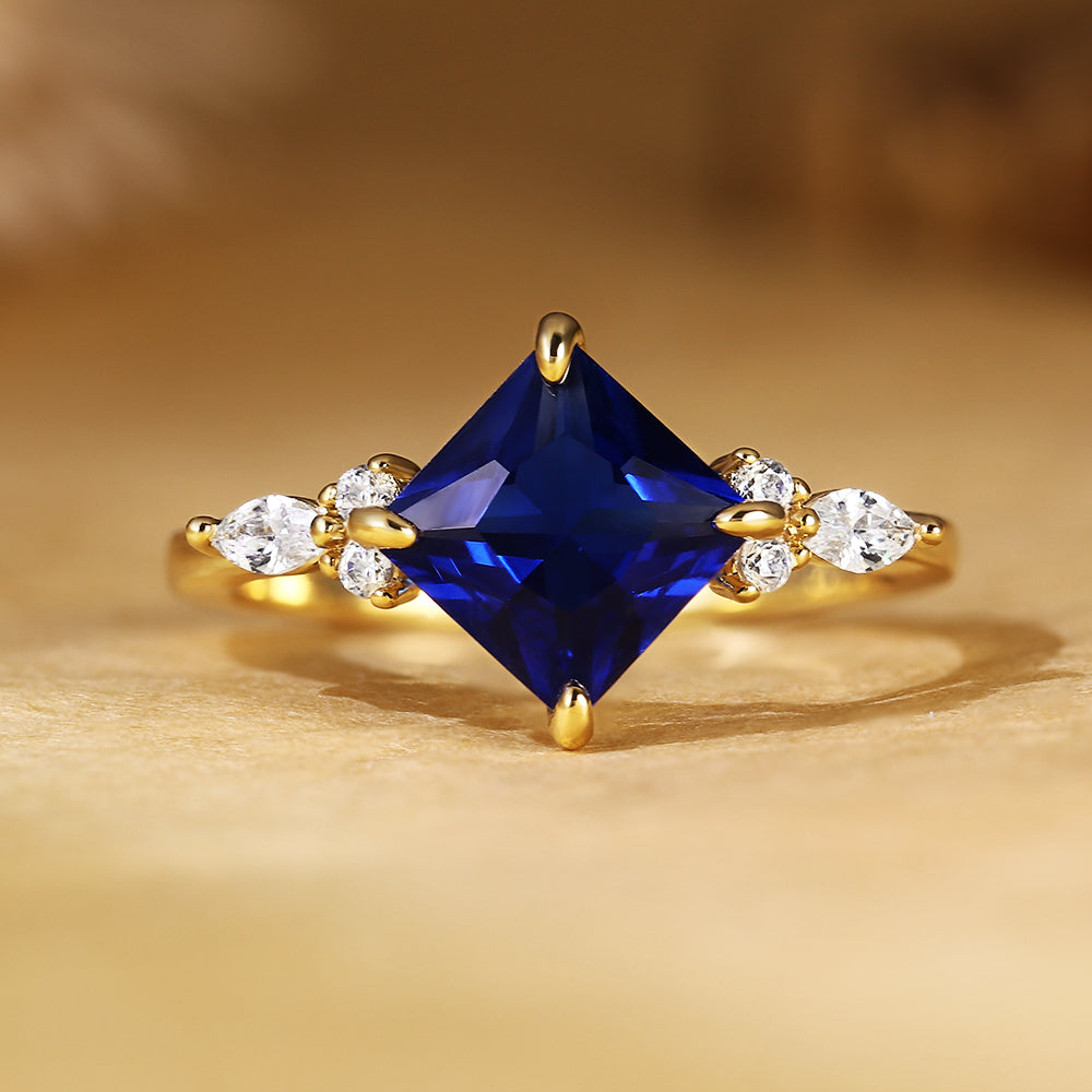 Anillo de compromiso con halo de esmeraldas de laboratorio ovaladas de 1 ct