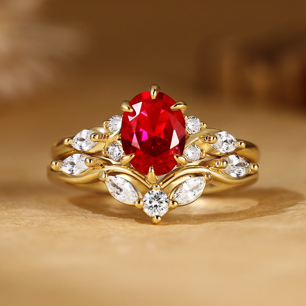 Anillo de compromiso con halo de esmeraldas de laboratorio ovaladas de 1 ct