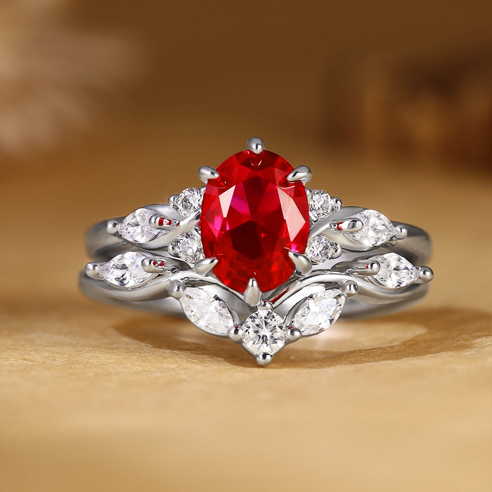 Anillo de compromiso con halo de esmeraldas de laboratorio ovaladas de 1 ct