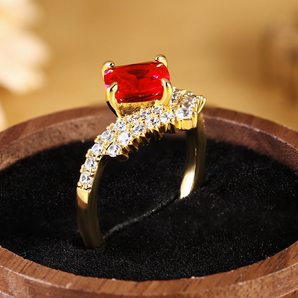 Anillo de compromiso con halo de esmeraldas de laboratorio ovaladas de 1 ct