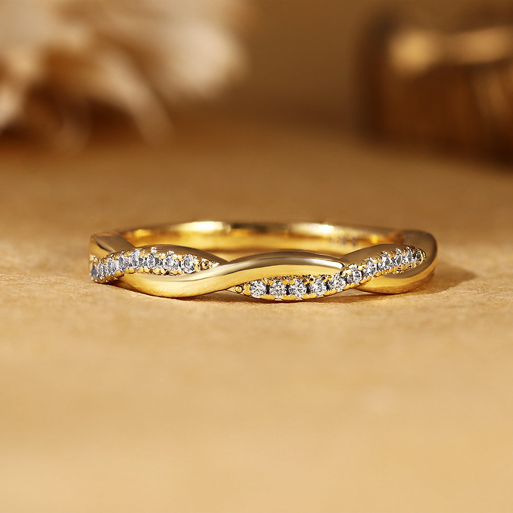 Round Cut Moss Agate 2PC Bridal Ring Set with Twisted Pave Band