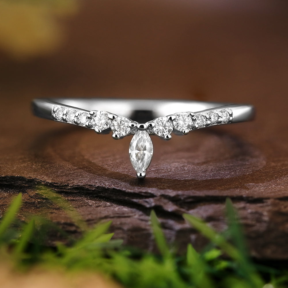 [Buy 1 Get 1 Free]6*9mm Unique Kite Cut Moss Agate Flower Engagement Ring  Marquise Cut  Vintage Wedding Ring Bridal Set