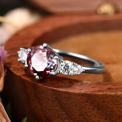 1.70ct Round Cut Lab Alexandrite Vintage Engagement Ring