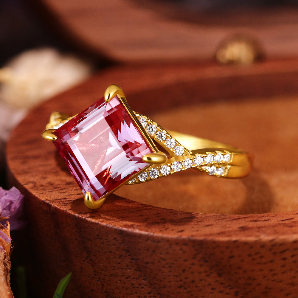 2.16 ct Square Cut Lab Alexandrite Vintage Twsited Ring Engagement Ring