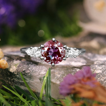 1.70ct Round Cut Lab Alexandrite Vintage Engagement Ring