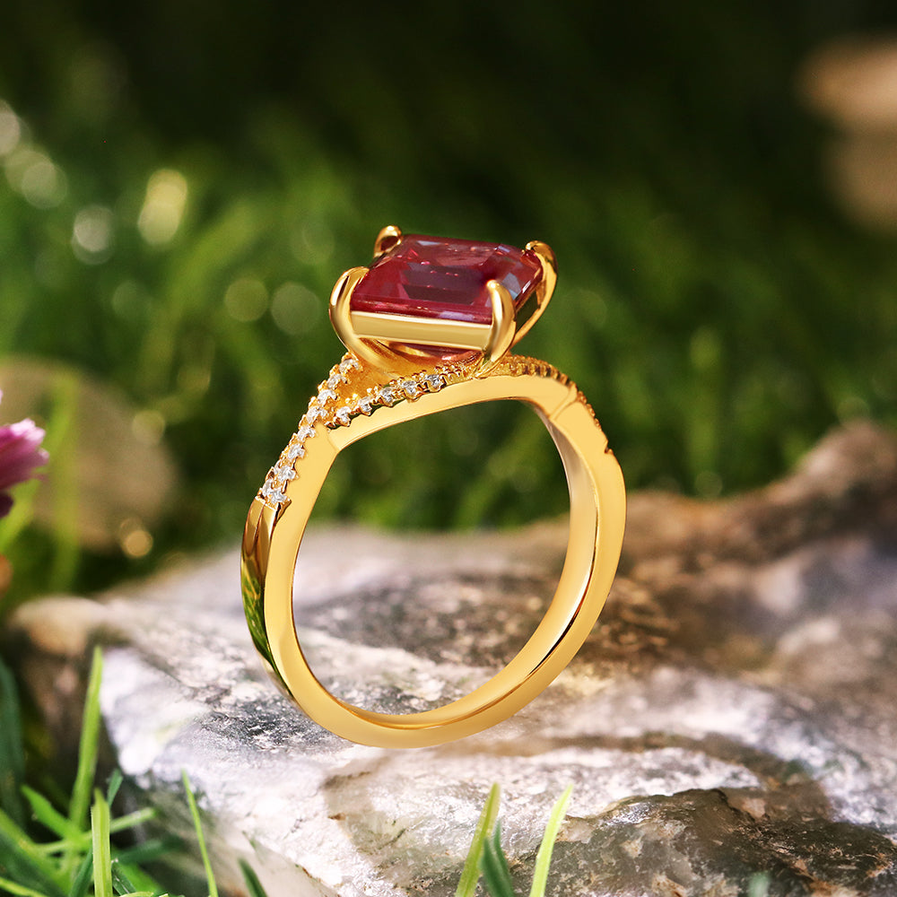 2.16 ct Square Cut Lab Alexandrite Vintage Twsited Ring Engagement Ring