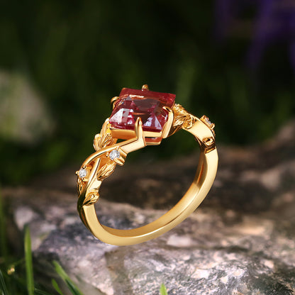 Bague de fiançailles avec halo d'émeraude ovale de laboratoire de 1 ct