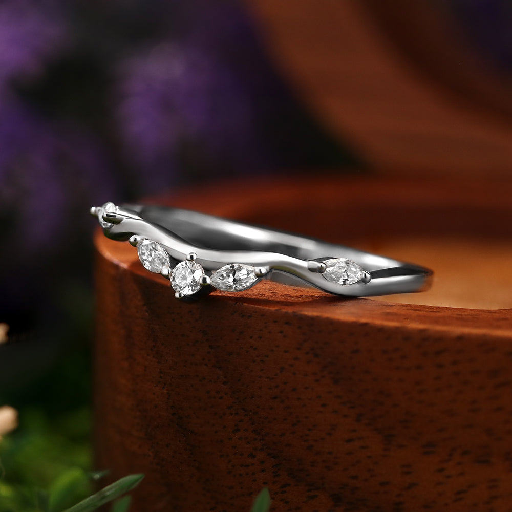 Nature Inspired 5mm Round Cut Moss Agate Rose Flower Leaf Bridal Ring Set