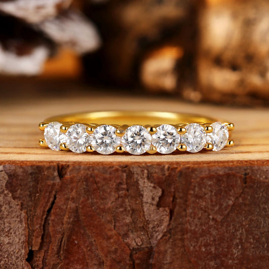 Round Cut Moissanite Half Eternity Wedding Ring