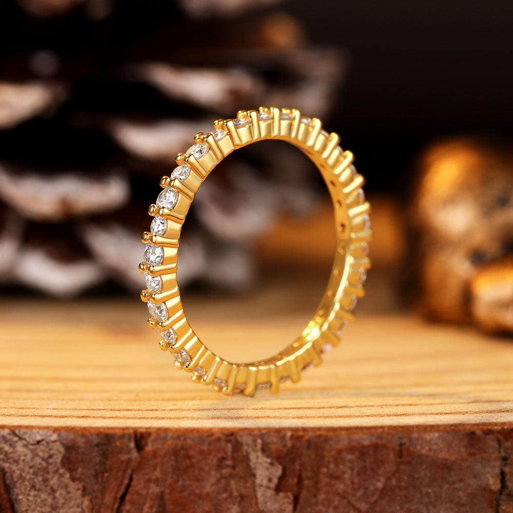 Round Cut Moissanite Eternity Wedding Band