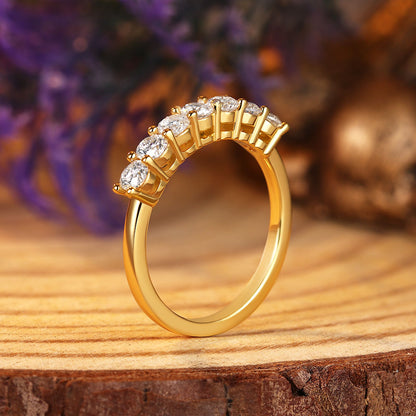 Round Cut Moissanite Half Eternity Wedding Ring