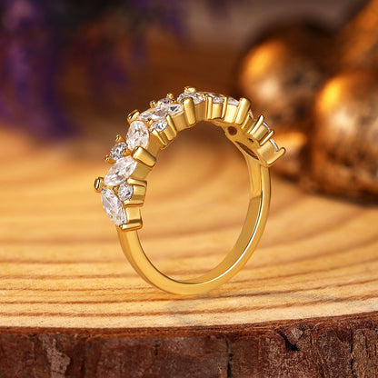 Marquise & Round Moissanite Half Eternity Ring