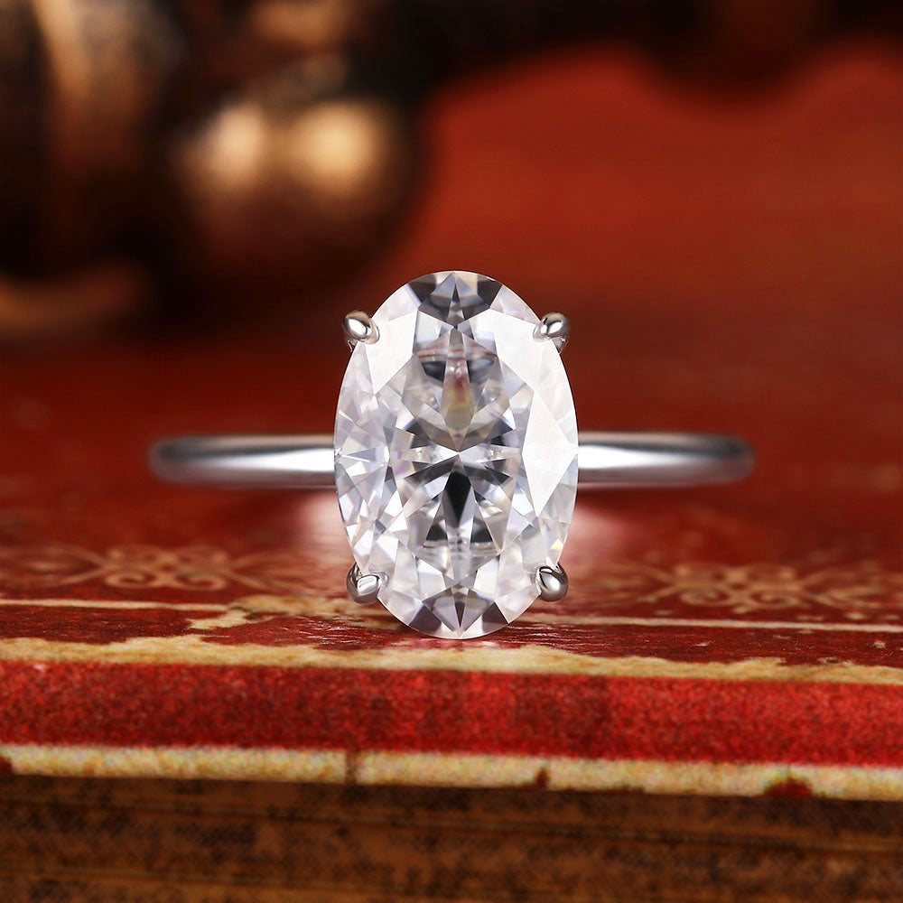 4 ct Oval Lab Moissanite Solitaire Engagement Ring
