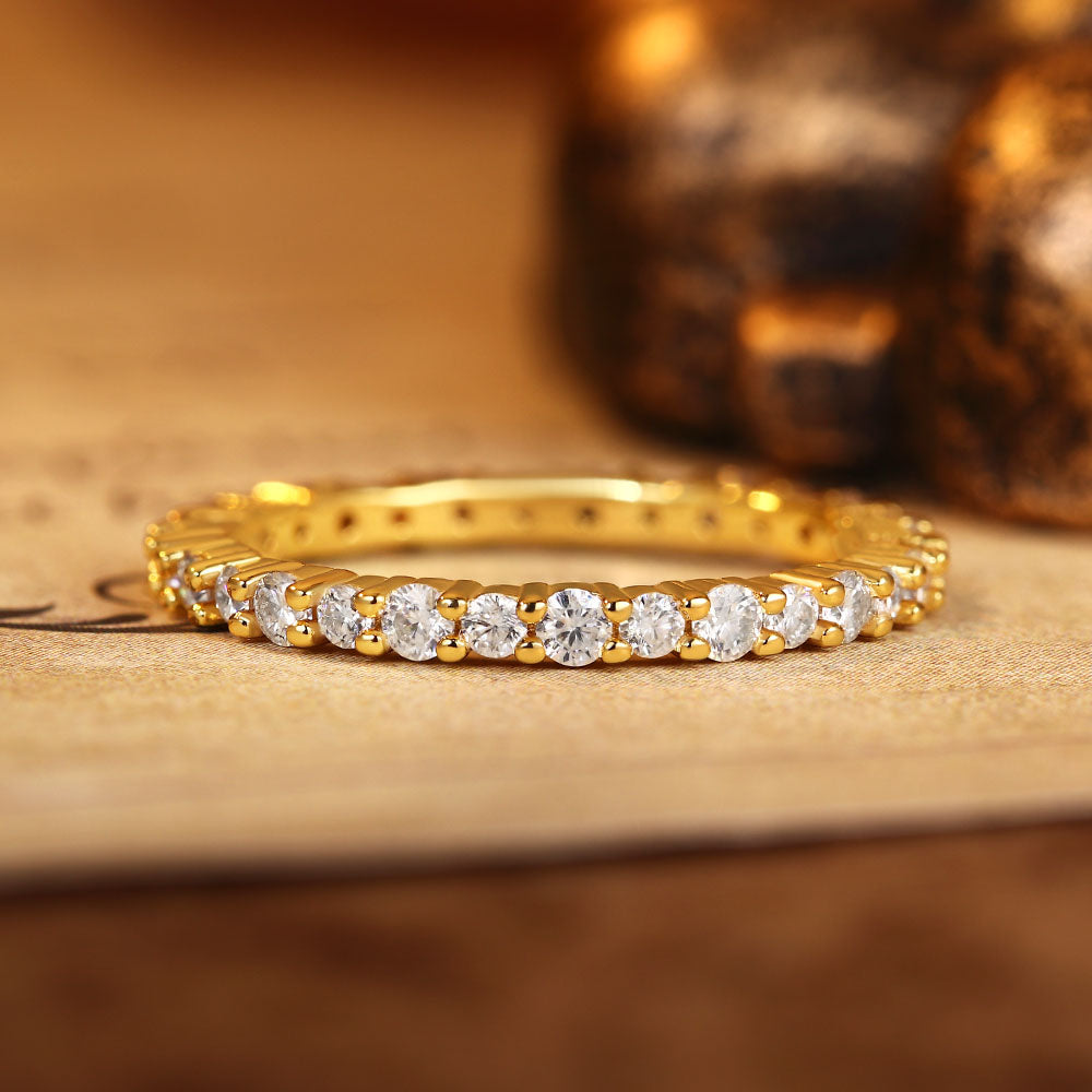 Round Cut Moissanite Eternity Wedding Band