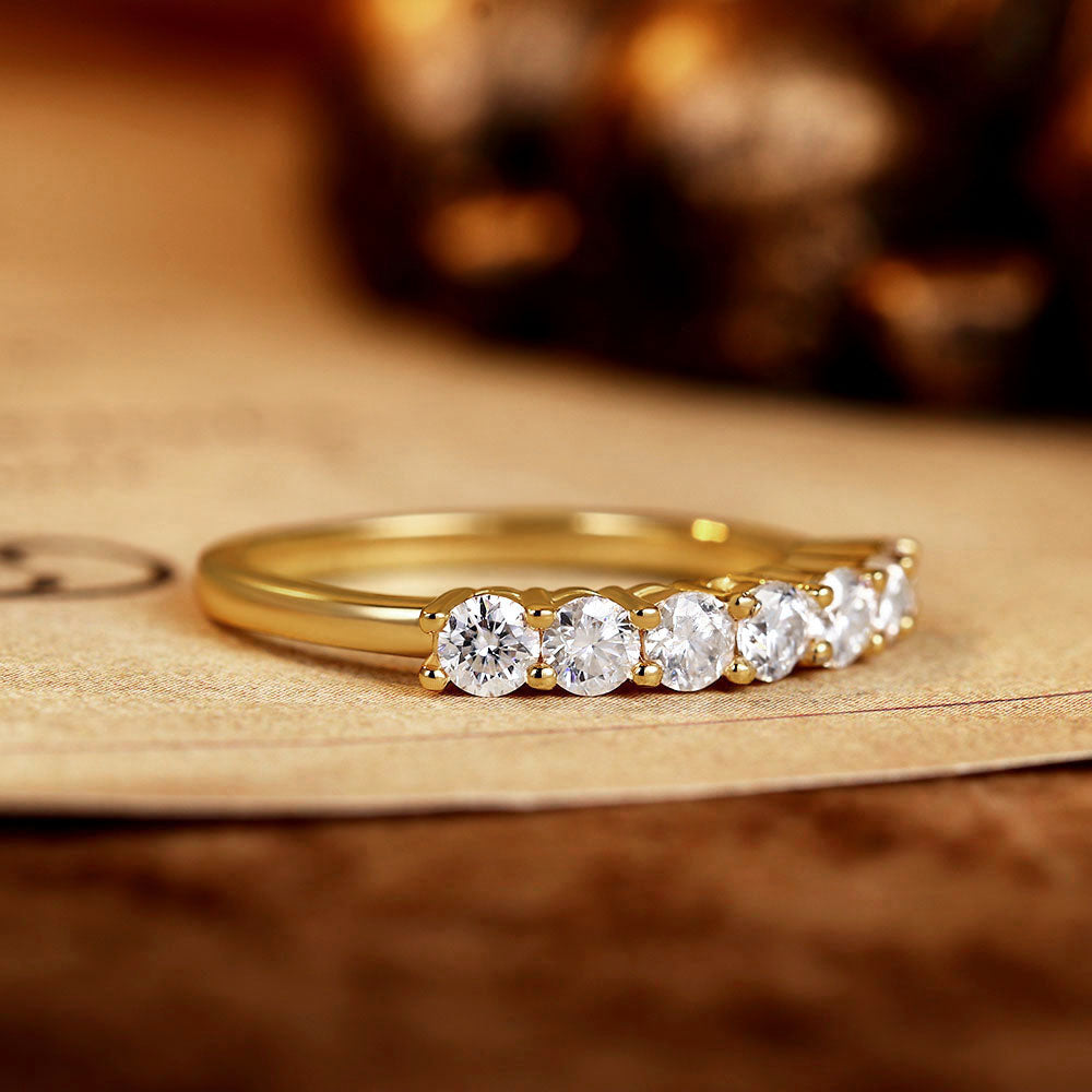 0.58 ct Round Cut Moissanite Half Eternity Wedding Ring