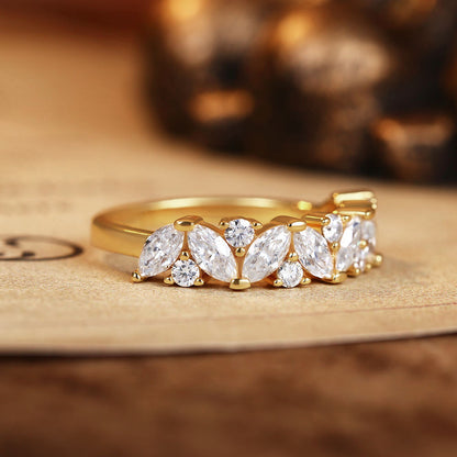 Marquise & Round Moissanite Half Eternity Ring
