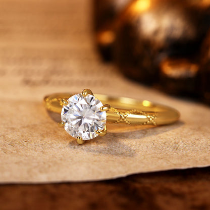 Round Cut Solitaire With Art Deco Filigree Ring