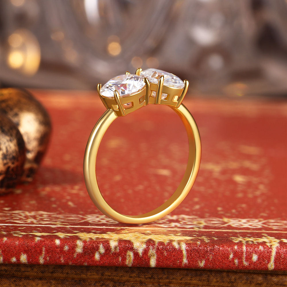 Toi Et Moi 1.33 ct Oval Moissanite & 1.2 ct Round Engagement Ring