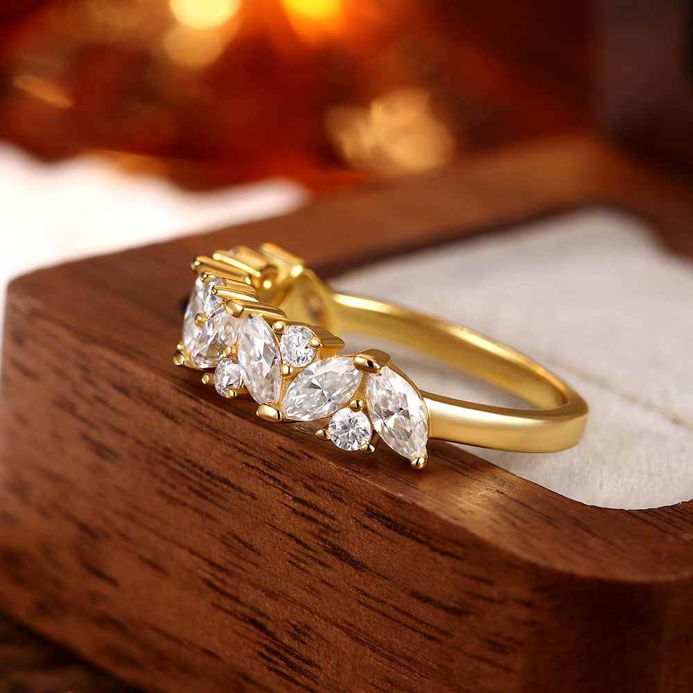 Marquise & Round Moissanite Half Eternity Ring